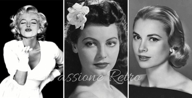 icone di bellezza anni 50 in pellicola bianco e nero